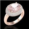 Image 1 : 4.50 ctw Morganite & Micro Pave VS/SI Diamond Ring 14k Rose Gold - REF-155M3G