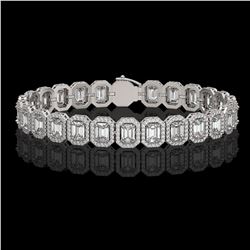 17.28 ctw Emerald Cut Diamond Micro Pave Bracelet 18K White Gold - REF-2686Y8X