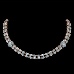 31.92 ctw Aquamarine & Diamond Necklace 14K Rose Gold - REF-454W5H