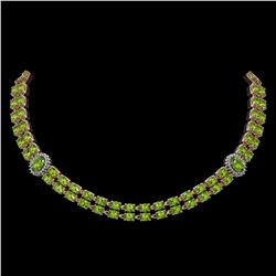 38.1 ctw Peridot & Diamond Necklace 14K Rose Gold - REF-454R5K