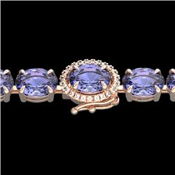32 ctw Tanzanite & VS/SI Diamond Micro Bracelet 14k Rose Gold - REF-328W9H