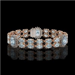19.3 ctw Sky Topaz & Diamond Bracelet 14K Rose Gold - REF-254X5A