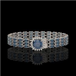 29.89 ctw London Topaz & Diamond Bracelet 14K White Gold - REF-281F8M