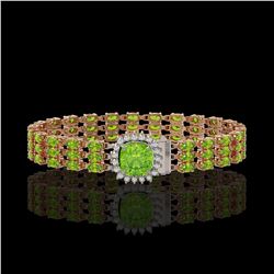 29.26 ctw Peridot & Diamond Bracelet 14K Rose Gold - REF-281M8G