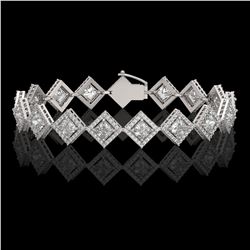 11.7 ctw Princess Cut Diamond Micro Pave Bracelet 18K White Gold - REF-1611N3F