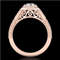 0.84 ctw VS/SI Diamond Solitaire Art Deco Ring 18k Rose Gold - REF-236G4W