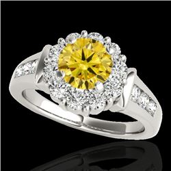 1.9 ctw Certified SI/I Fancy Intense Yellow Diamond Ring 10k White Gold - REF-216G8W