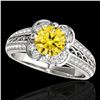 Image 1 : 1.5 ctw Certified SI/I Fancy Intense Yellow Diamond Ring 10k White Gold - REF-190M9G