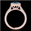 Image 2 : 2.5 ctw SI Certified Fancy Blue Diamond Solitaire Halo Ring 10k Rose Gold - REF-218W2H