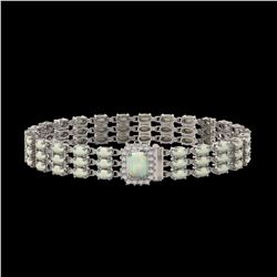 20.23 ctw Opal & Diamond Bracelet 14K White Gold - REF-318Y2X