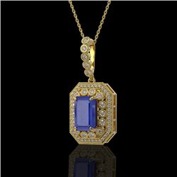 7.18 ctw Sapphire & Diamond Victorian Necklace 14K Yellow Gold - REF-172Y8X