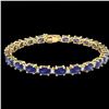 Image 2 : 19.7 ctw Tanzanite & VS/SI Diamond Eternity Bracelet 10k Yellow Gold - REF-178X2A