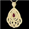 Image 2 : 2 ctw Ruby & Micro Pave VS/SI Diamond Necklace 18k Yellow Gold - REF-180F2M