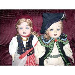 16  Molded Face Russian Cloth Pair Dolls #1504452