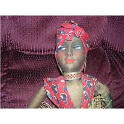 Black cloth molded face native bed doll #1504460