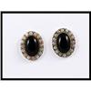 Image 1 : Simple 14K Yellow Gold Onyx and Opal Earrings #1504672