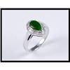 Image 1 : NICE 18K WHITE GOLD JADE AND DIAMOND RING #1504732