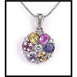 Multi Color Sapphire Diamond Pendant #1504780