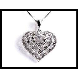 Heart Shaped White Gold Diamond Pendant #1504782