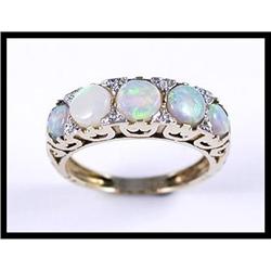 Rich 14K Yellow Gold Opal and Diamond Ring #1504803