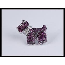 14K White Gold Pink Sapphire And Diamond Dog #1504819