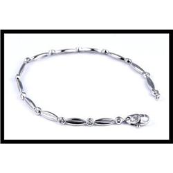 NICE 18K WHITE GOLD DIAMOND LINK BRACELET #1504826