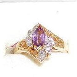 Vintage 14kt Gold, Amethyst and Diamond Ring #1504937