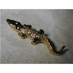 Estate 14K YG Gold Alligator Crocodile Brooch #1505001