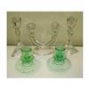 Image 1 : Green Depression Glass Candle Sticks  #1505405