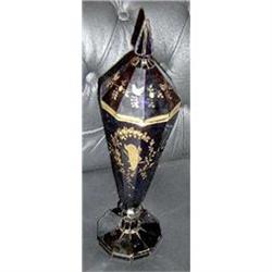  Bohemia Crystal Deep Blue Vase decagon #1516927