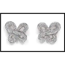 ARTISTIC 18K WHITE GOLD EARRINGS 50 DIAMONDS #1517024