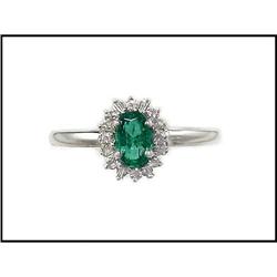 18K WHITE GOLD EMERALD DIAMOND RING(was $575) #1517044