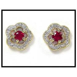 18K YELLOW GOLD FLORAL RUBY DIAMOND #1517051