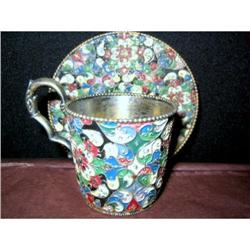 FRENCH ENAMEL TEA CUP AND SAUCER #1517254