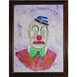 ORIG PAINTING PORTRAIT OF A CRYING CLOWN #1517401