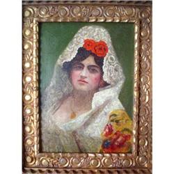 Magnificent Oil on Canvas Painting, Española #1528650