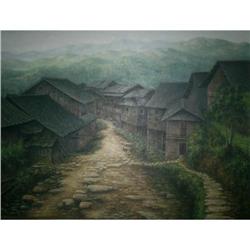 landscape of Xiangxi Village, 34x43" oil on #1528727