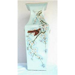 JAPANESE HAND PAINTED  VASE 16&quot; BIRDS, EDO#1528731
