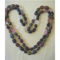 DOUBLE STRAND MULTI-COLOR TOURMALINE NECKLACE/ #1528754