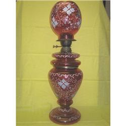 Antique original Cranberry oil Lamp #1528778