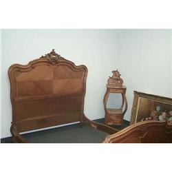 Louis XV Walnut Double Bed and nite stand #1528792