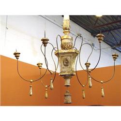 PD003 - Large Cream & Gold Chandelier w/6 Arms #1528804