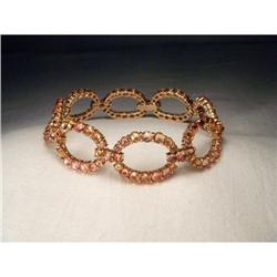 Estate 18K Pink Gold Orange Sapphire Bracelet #1528857
