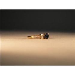 Estate 14K YG Gold Diamond Sapphire Ring Band #1528863