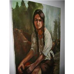 Stunning signed native portrait oil painting! #1528962