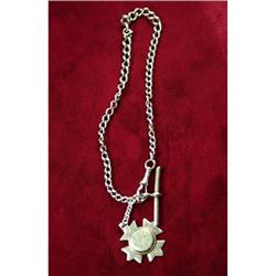 Antique Sterling Silver Watch Fob Necklace #1528984