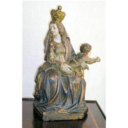Spanish 18th  wood Carved Madona & Child  #1529121