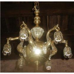 Swan ornated 6L French Bronze Chandelier #1529123