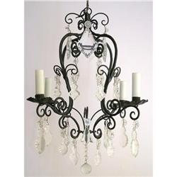 antique Wrought iron 4 lights chandelier  #1529124
