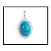 Image 1 : 18K WHITE GOLD TURQUOISE DIAMOND PENDANT(price #1540226